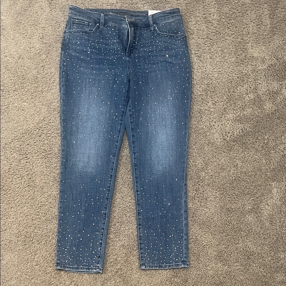 Chicos Blue Embellished Jeans size 10R
